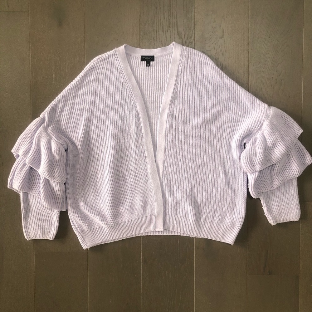 Topshop Layered Ruffle Sleeve Open Cardigan